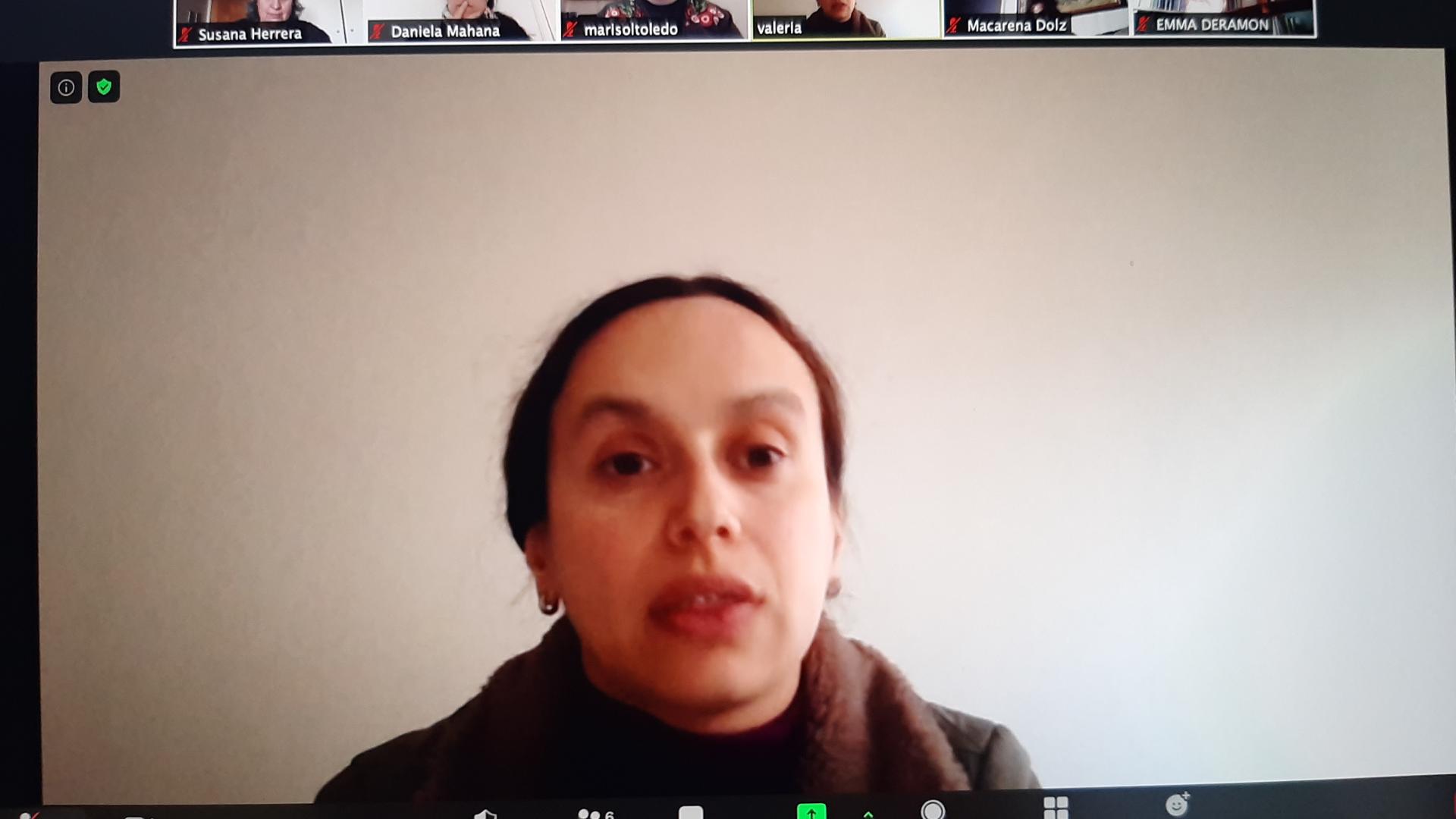 Reunion virtual con el Archivo Nacional Participantes de la reunión: Valeria Navarro, Susana Herrera, Daniela Mahana, Marisol Toledo, Macarena Dolz y Emma De Ramón