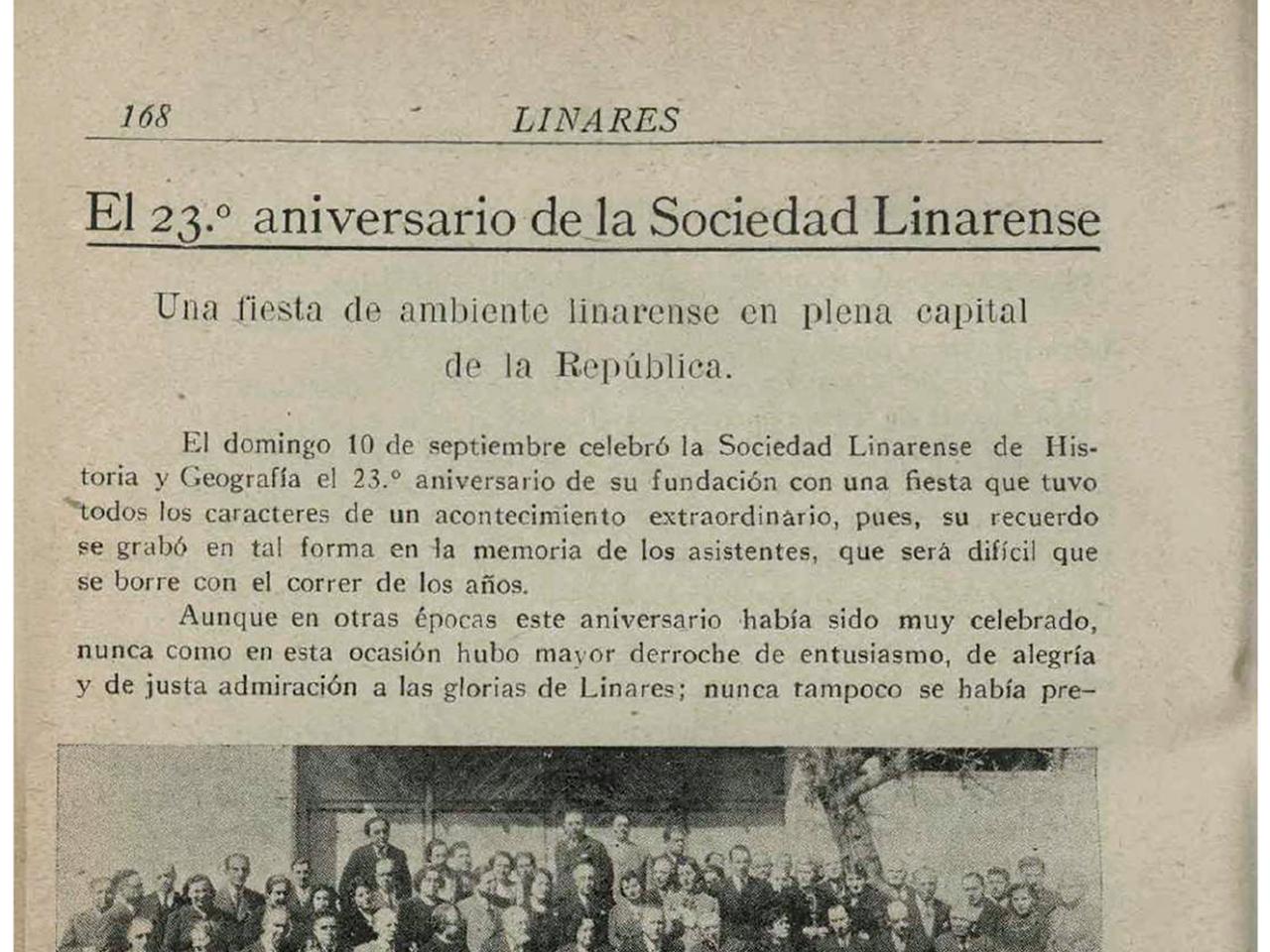 El 23º aniversario de la Sociedad Linarense