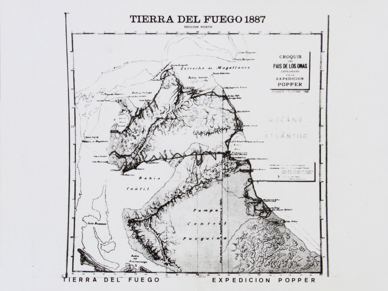Croquis mapa expedición a la Isla Grande de Tierra del Fuego, 1886