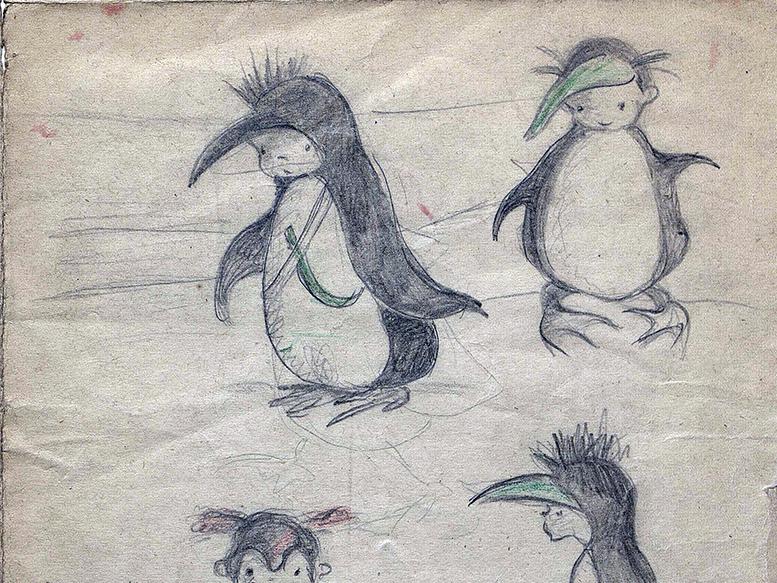 Diseño de Roque, protagonista del libro El tesoro de los pingüinos