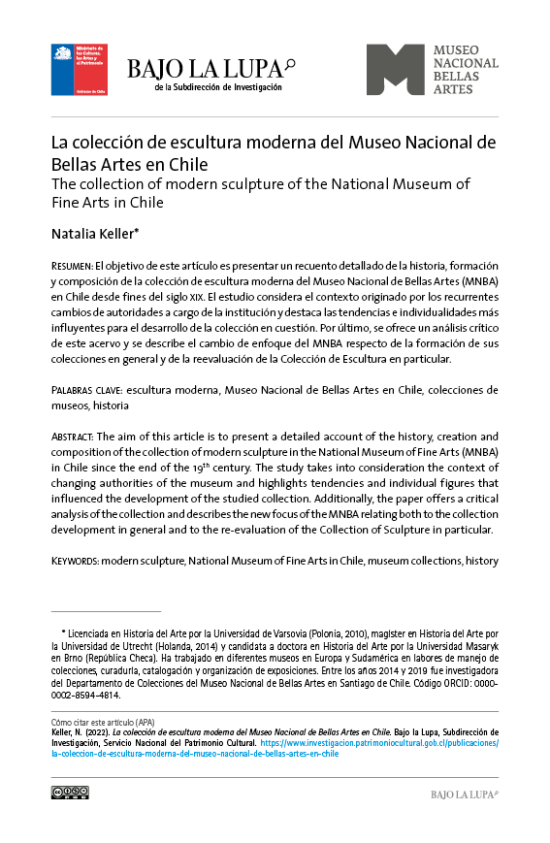 La colección de escultura moderna del Museo Nacional de Bellas Artes en Chile