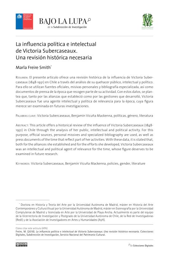 La influencia política e intelectual de Victoria Subercaseaux.