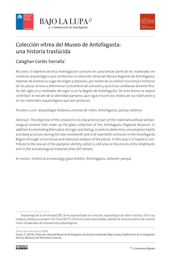 Colección vítrea del Museo de Antofagasta