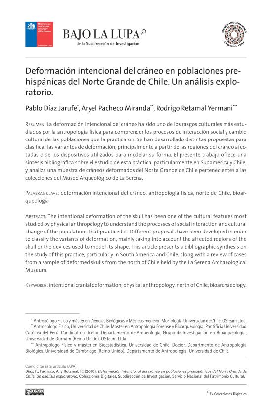Deformación intencional del cráneo en poblaciones prehispánicas Deformación intencional del cráneo en poblaciones prehispánicas