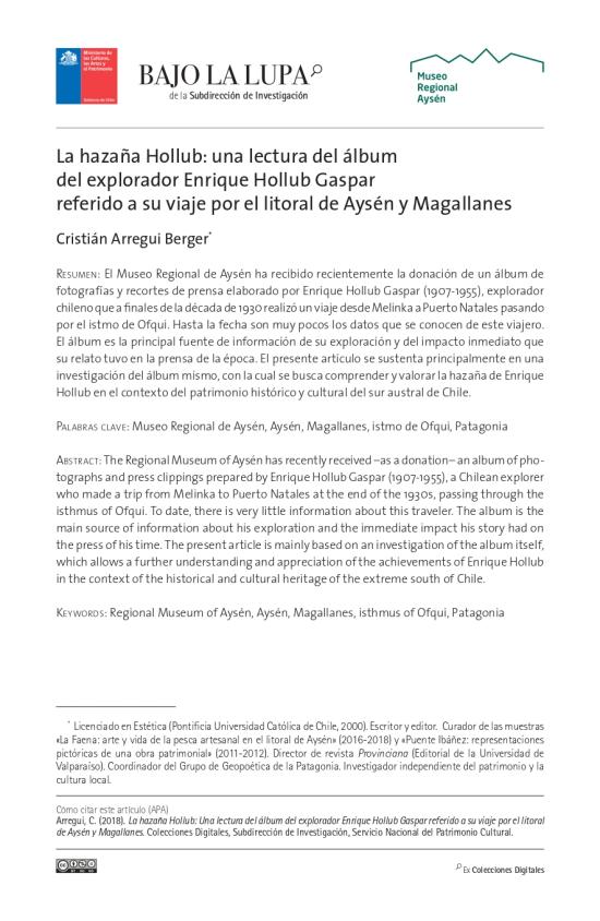 La hazaña Hollub: una lectura del álbum del explorador Enrique Hollub Gaspar referido a su viaje por el litoral de Aysén y Magallanes La hazaña Hollub