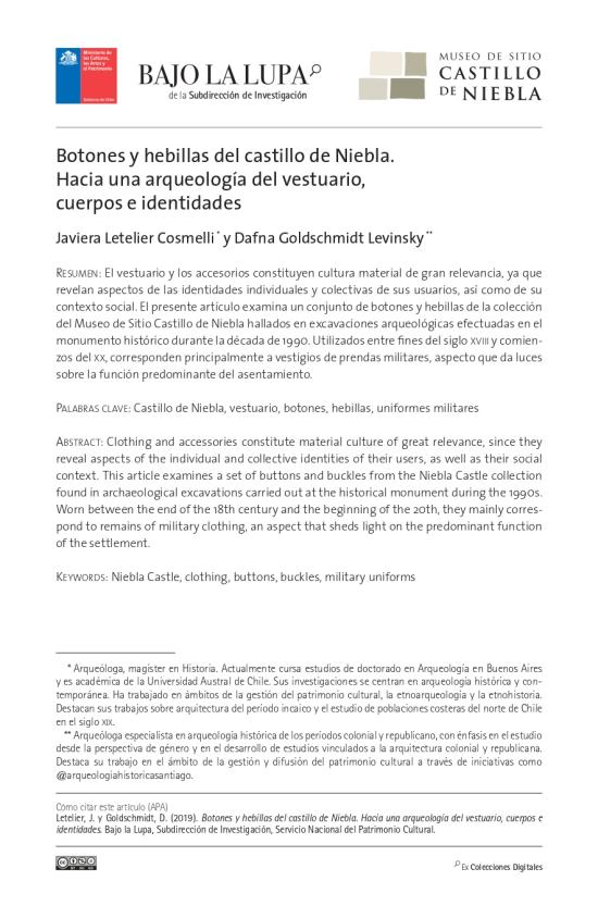 Botones y hebillas del castillo de Niebla. Hacia una arqueología del vestuario, cuerpos e identidades