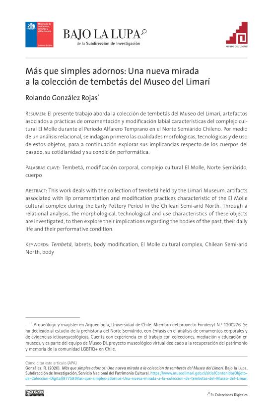 Más que simples adornos: Una nueva mirada a la colección de tembetás del Museo del Limarí