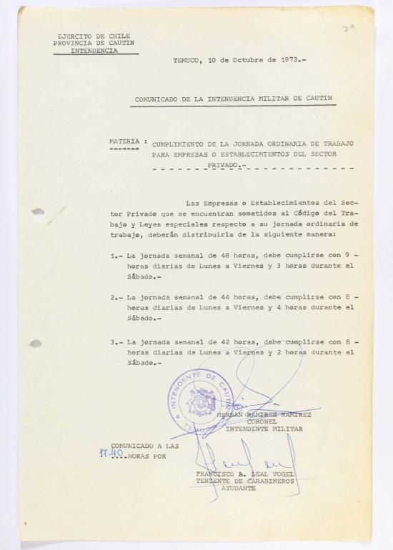 Fondo Intendencia de Cautín [Vol. 1195,  otros documentos, años 1973-1988]