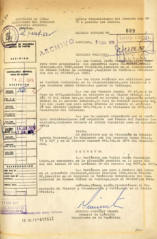 Decreto Supremo N.° 609, 11 de junio de 1976