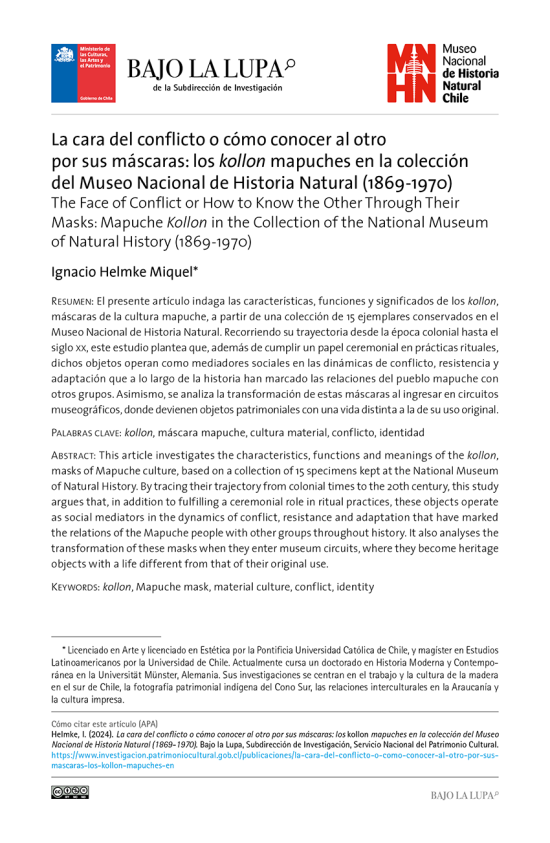 La cara del conflicto o cómo conocer al otro por sus máscaras: los kollon mapuches en la colección del Museo Nacional de Historia Natural 