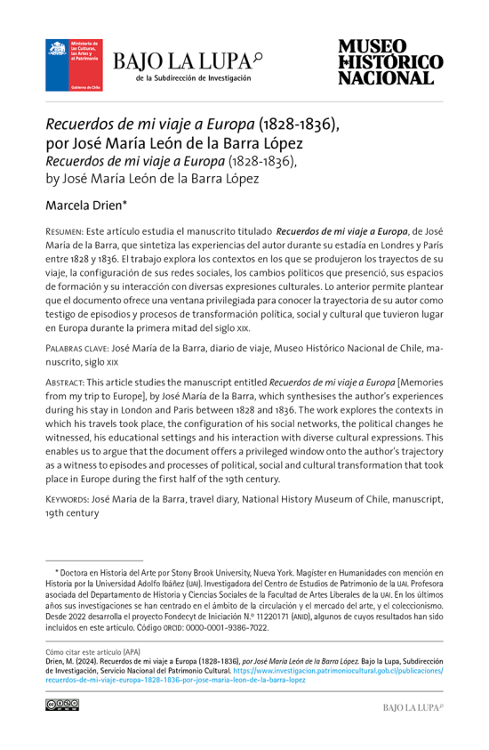 "Recuerdos de mi viaje a Europa" (1828-1836), por José María León de la Barra López