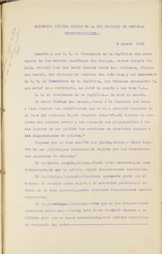 Subcomisión de Reforma. Sesión 33. Fondo Ministerio del Interior, volumen 6358.