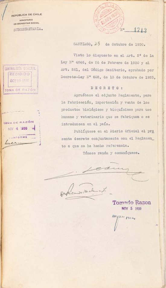Decreto N.° 1713 del 28 de octubre de 1930