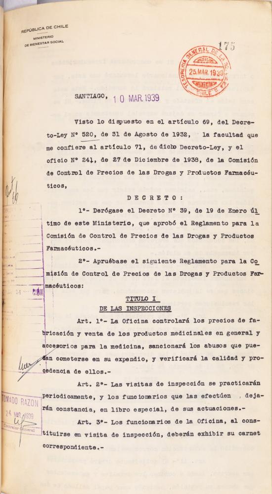  Decreto N.° 175 del 10 de marzo de 1939