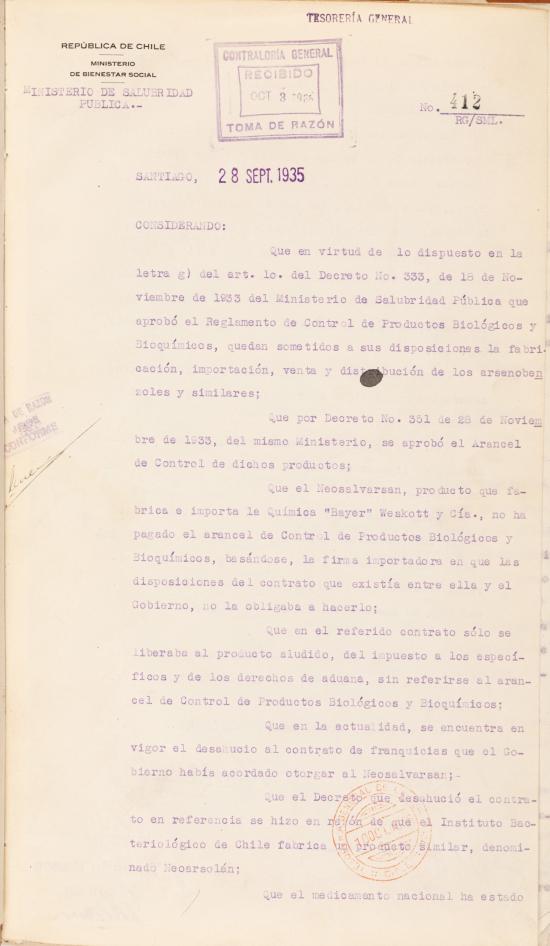 Decreto N.° 412 del 28 de septiembre de 1935