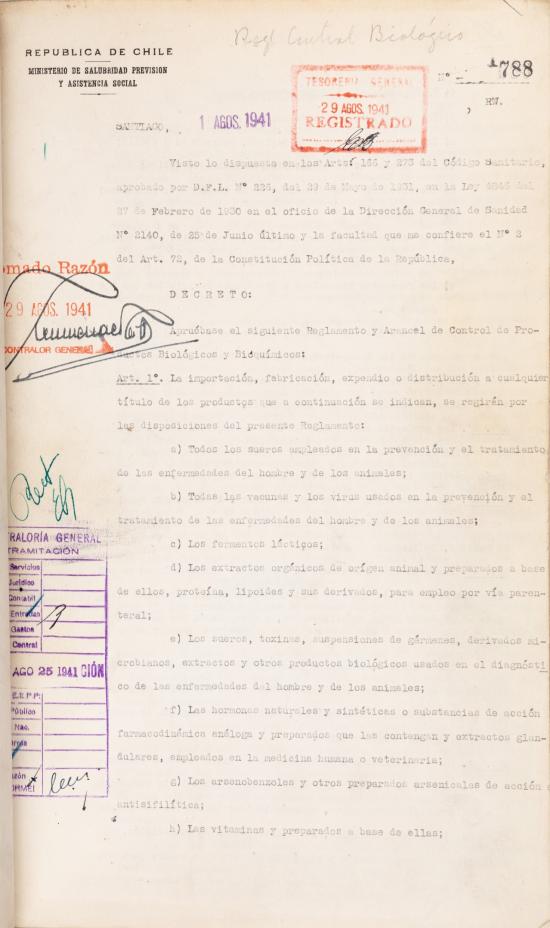 Decreto N.° 788 del 1 de agosto de 1941