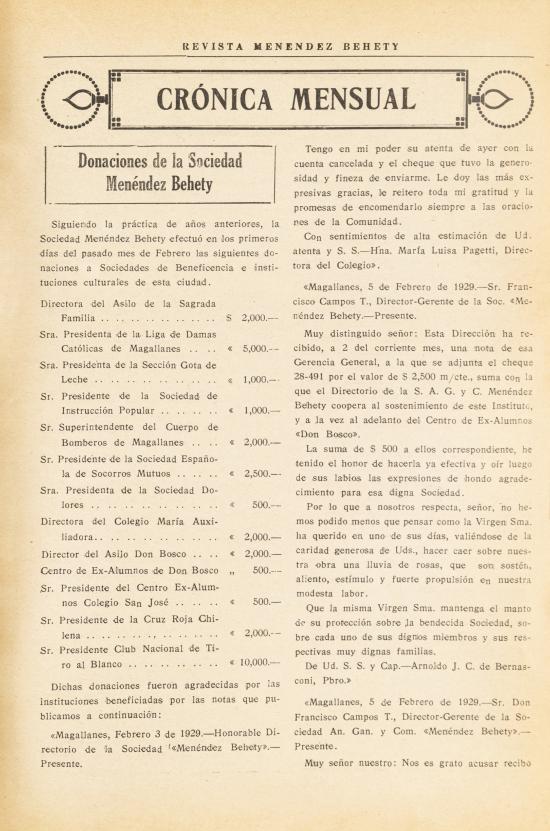 Revista Menéndez Behety. Tomo VI, núms. 61-72, año 1929 (fragmento)