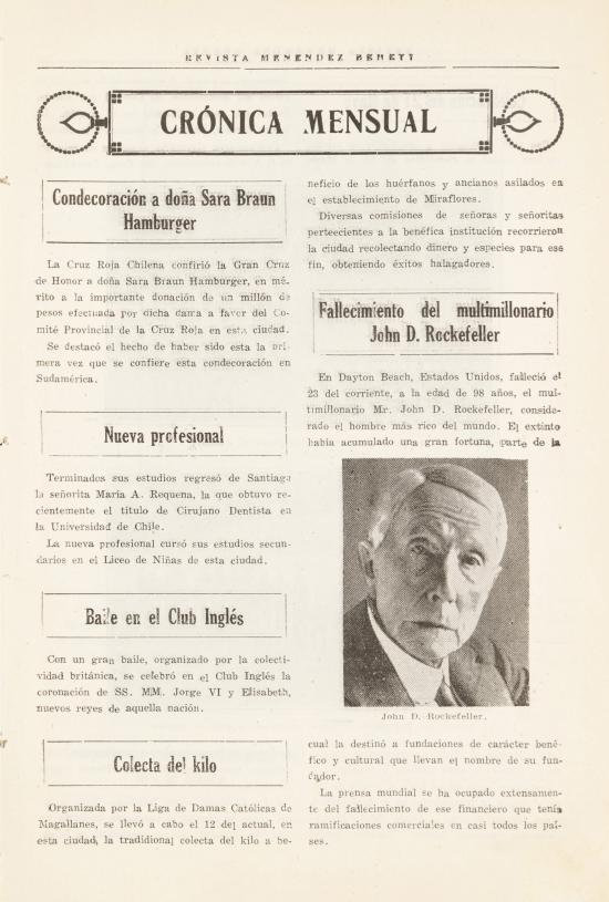Revista Menéndez Behety. Tomo XIV, núms. 157-168, año 1937 (fragmento)