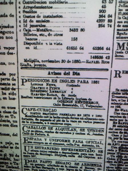 Avisos del Día. Periódicos en inglés para 1881