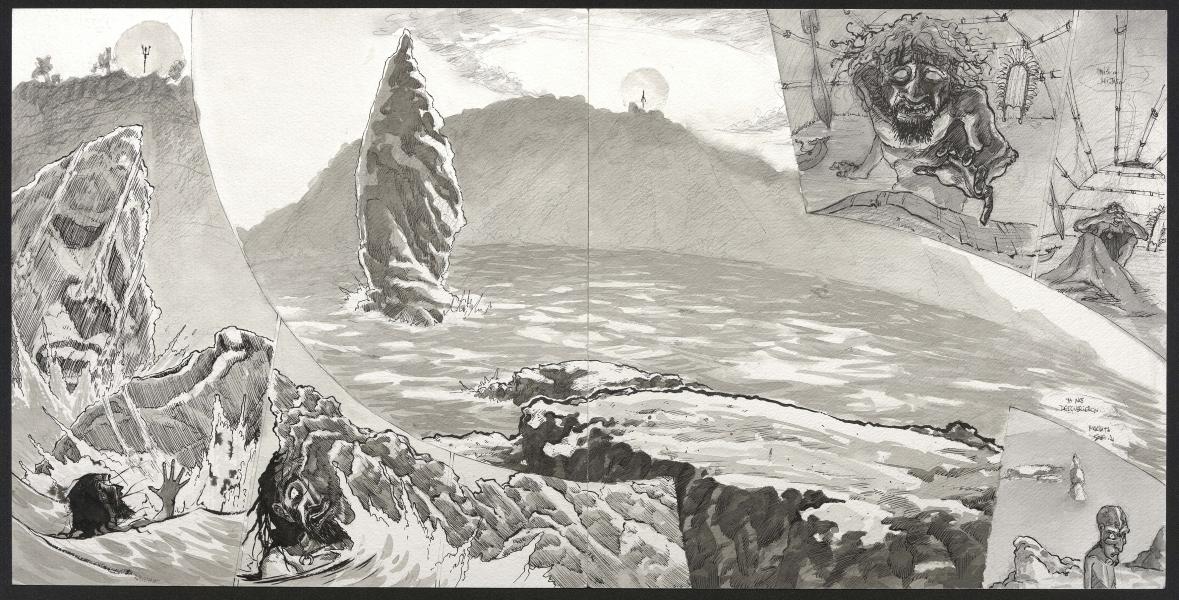 Para evitar que lleguen a Rapa Nui, el espíritu Ivi transforma a los tres exploradores en piedra