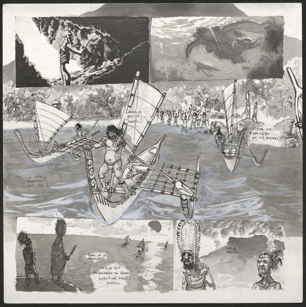 Desde Hiva sale la primera expedición de tres navegantes en búsqueda de un nuevo hogar para su pueblo