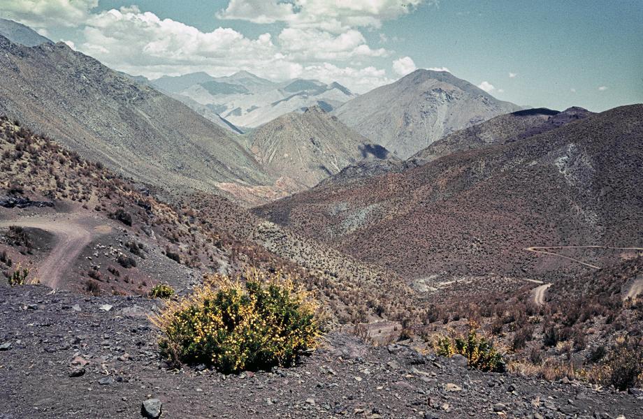 Vista del camino en el secano que une los valles de Elqui y Río Hurtado Vista del camino en el secano que une los valles de Elqui y Río Hurtado